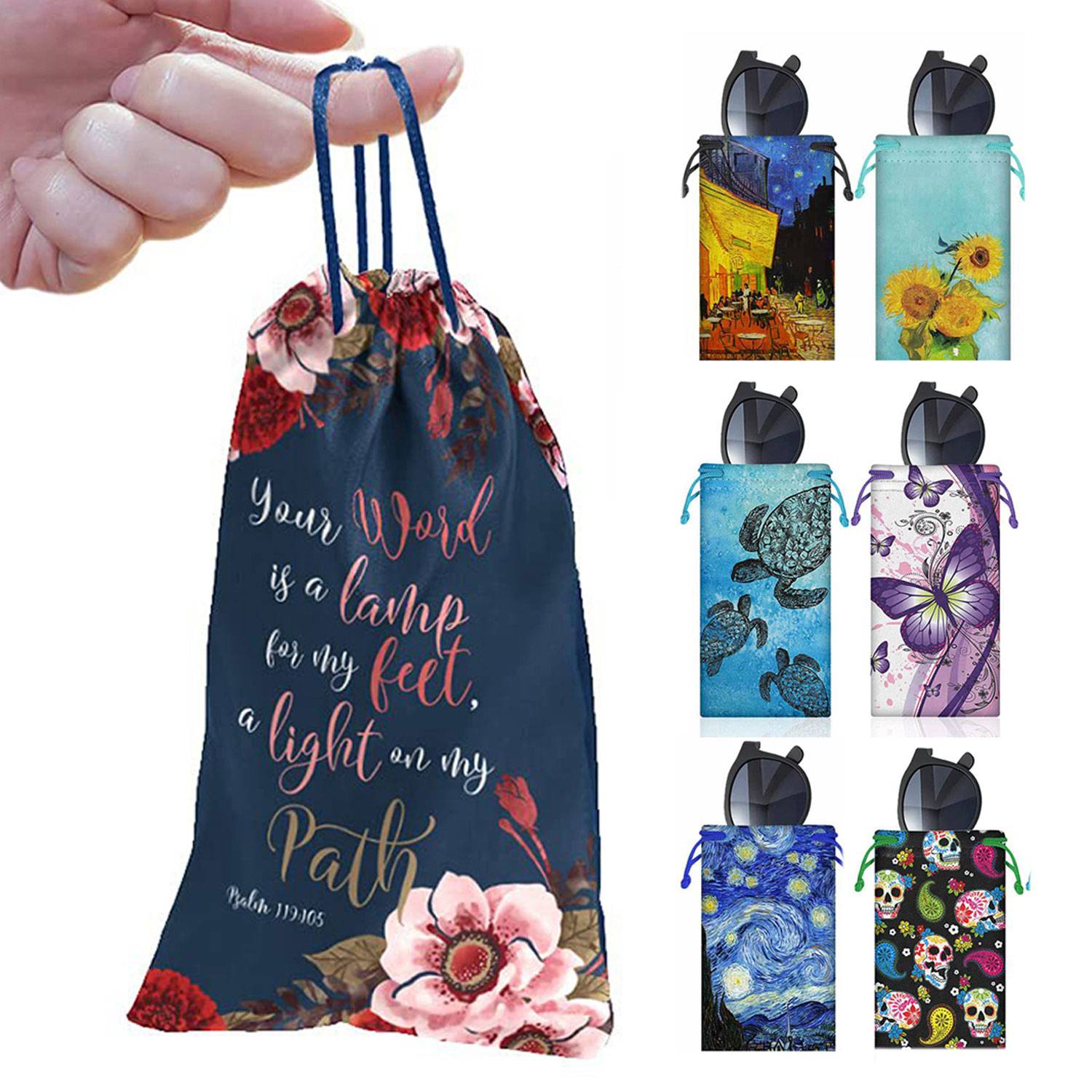 Custom Full Color Microfiber Drawstring Sunglass Pouch 4