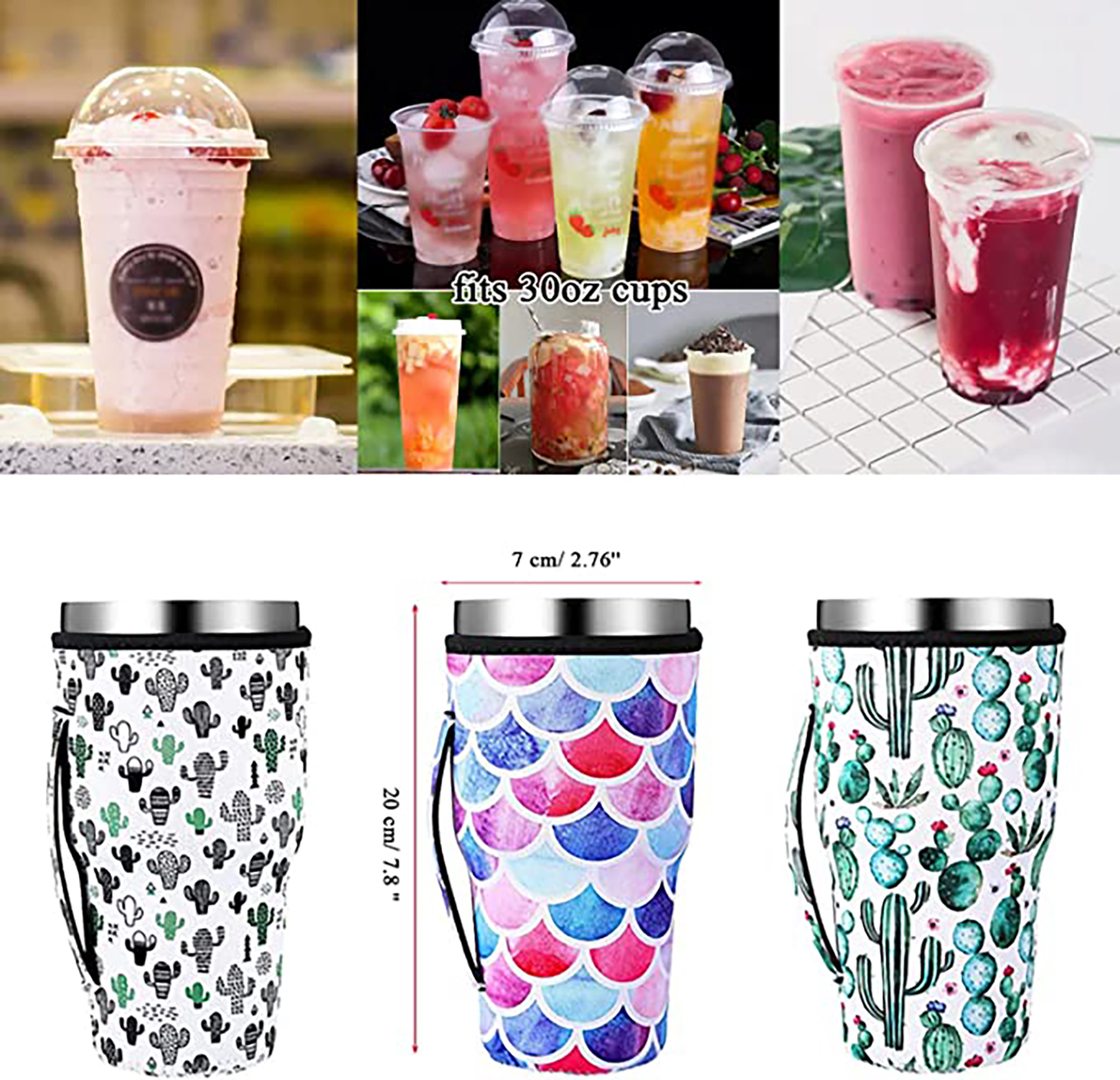 30-32 oz Reusable Neoprene Insulated Sleeves Cup Cover, custom koozie with logo imprint 10
