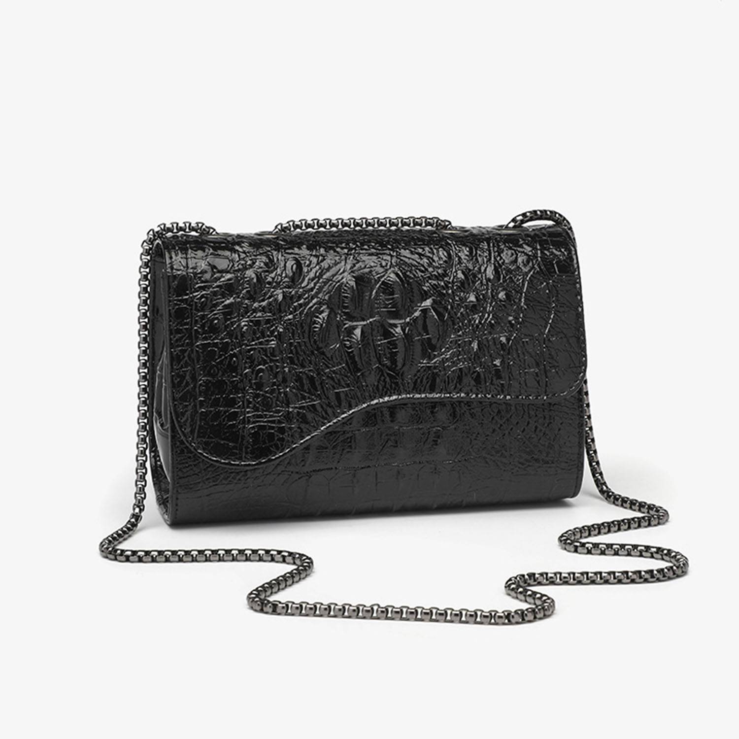 PU Women's fashion black cowhide chain tote bag 3