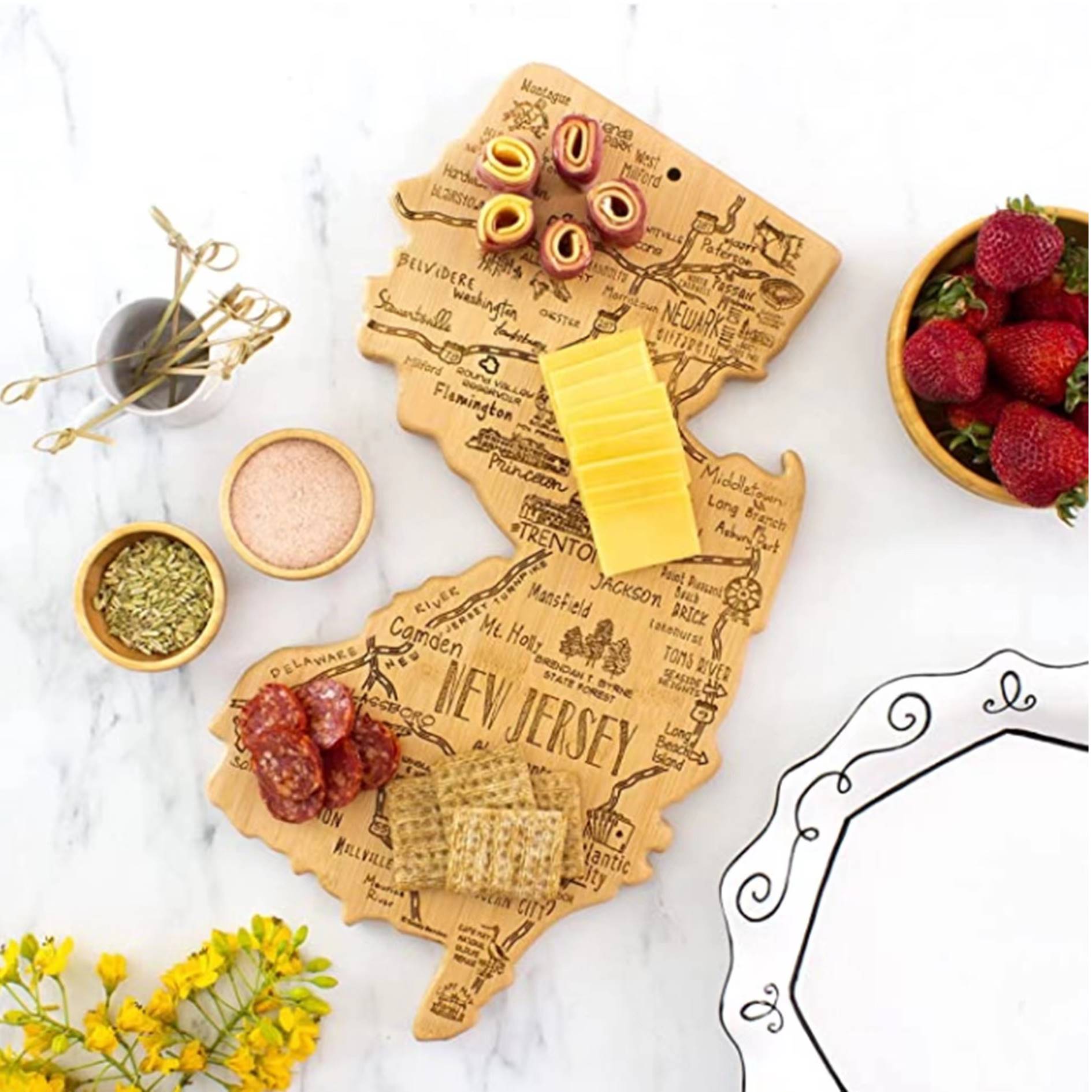 New Jersey State Shaped Serving Cutting Board 2