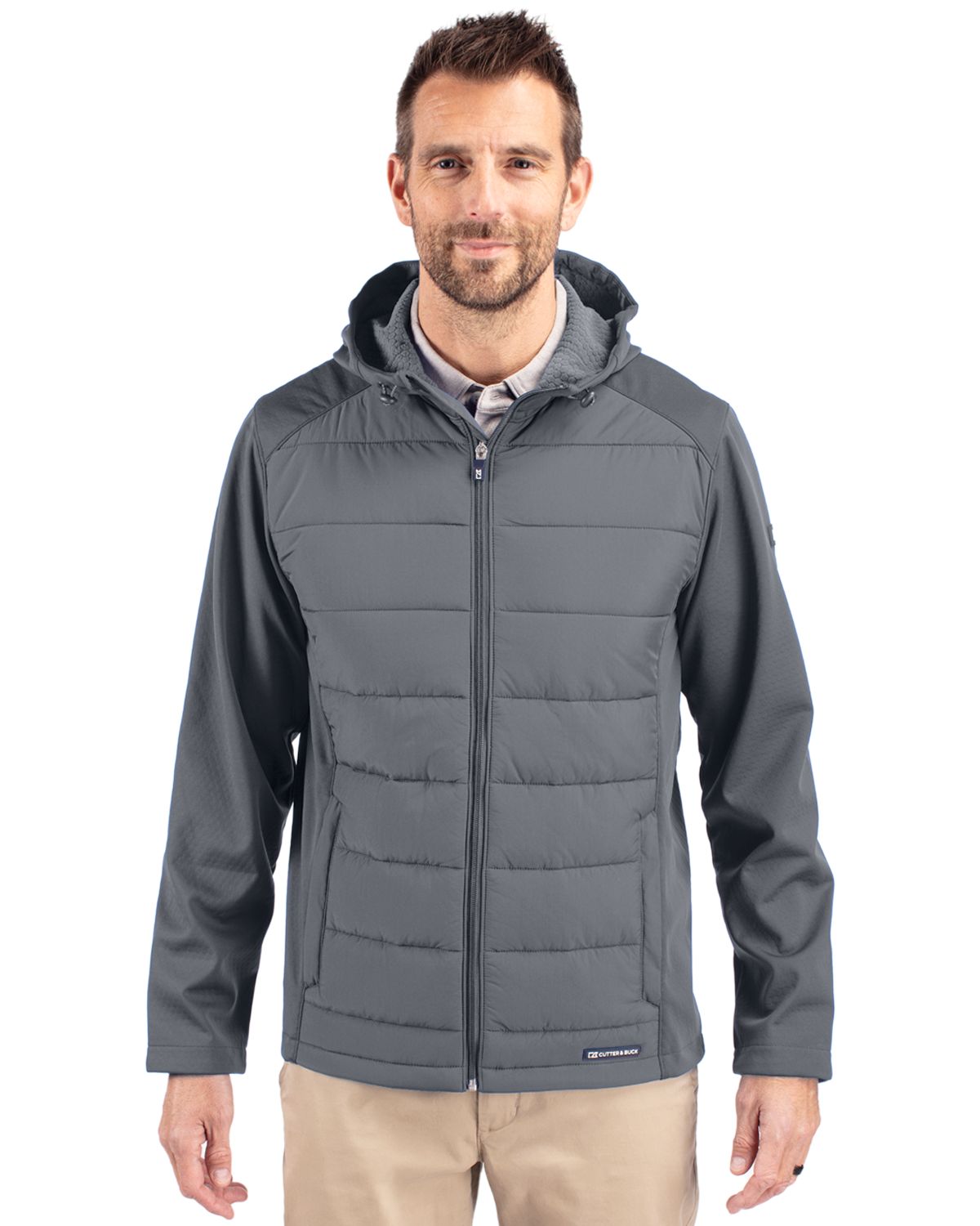 Cutter & Buck Evoke Epic Versatility Recycled Hybrid Softshell Mens Big & Tall Full Zip Hooded Jacket Big & Tall 27
