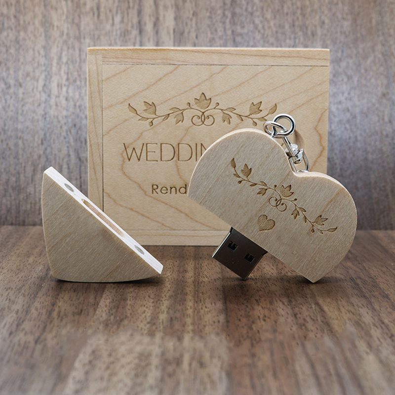 Heart Shape Wooden USB Flash Drive 4