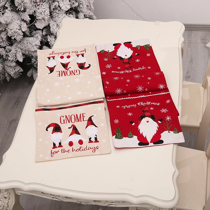 Christmas Embroidered Faceless Elderly Table Runner 5