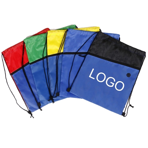 Two-Tone Drawstring Backpack with Zipper 4