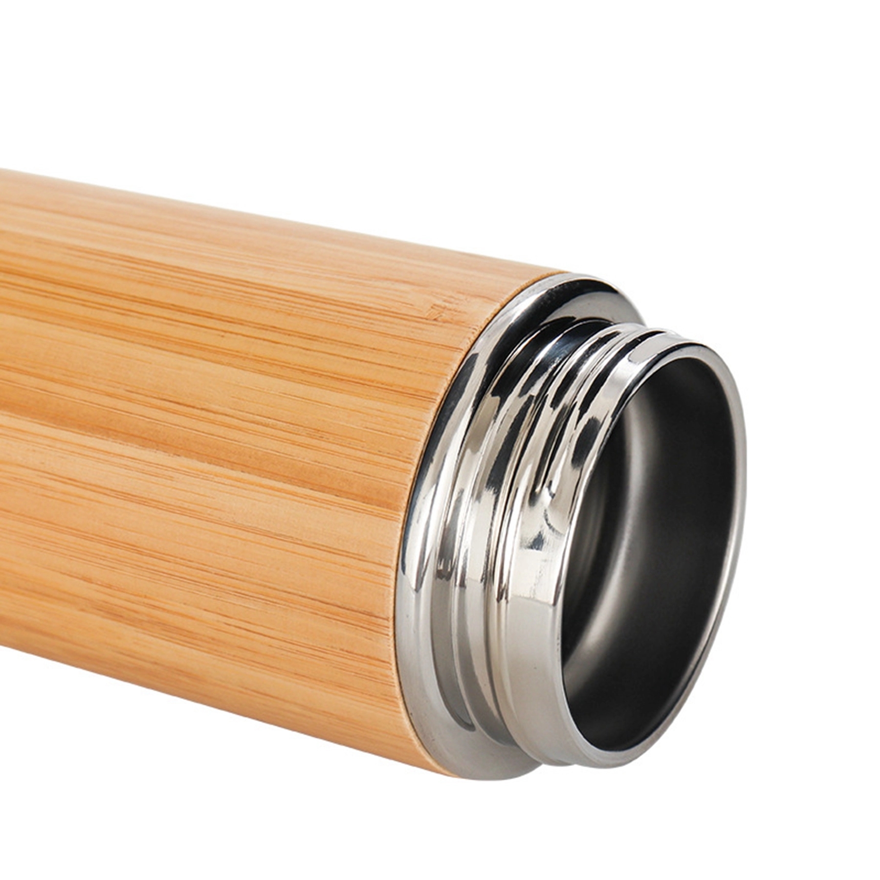 15 oz Vacuum-Sealed Bamboo Water Bottle with Metal Handle 6