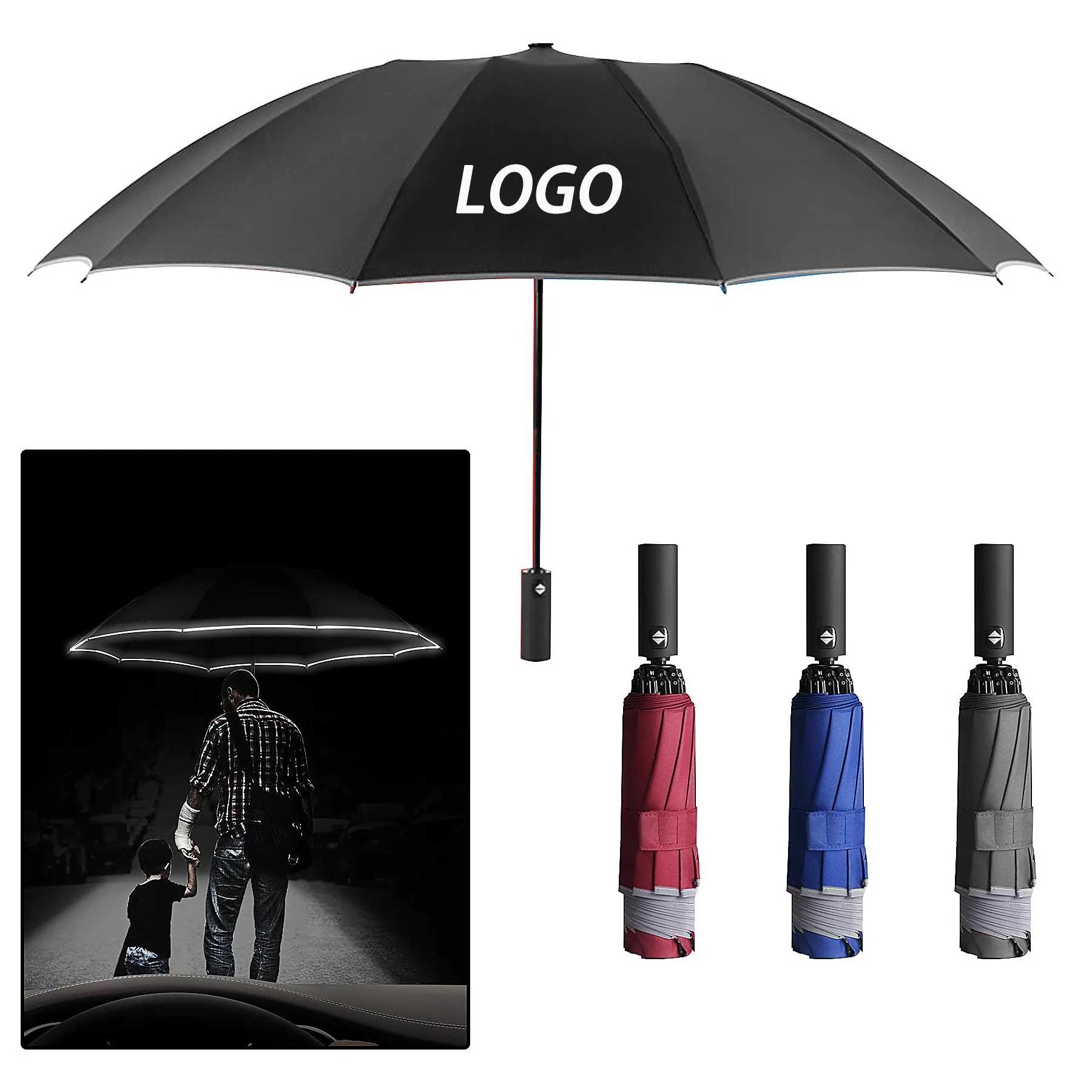 Ten-Rib Fully Automatic Reverse Folding Umbrella 1