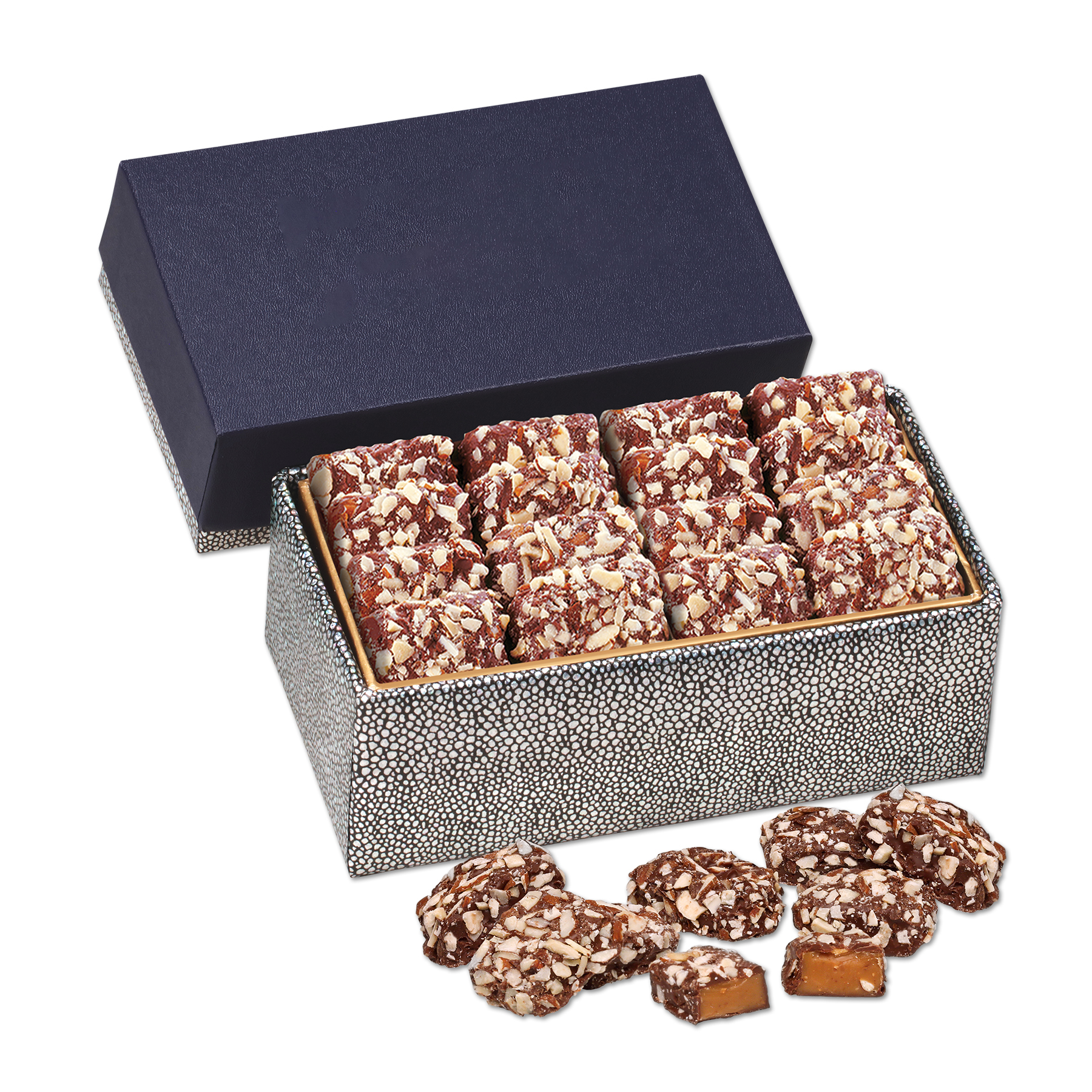 English Butter Toffee in Navy & Silver Gift Box 2