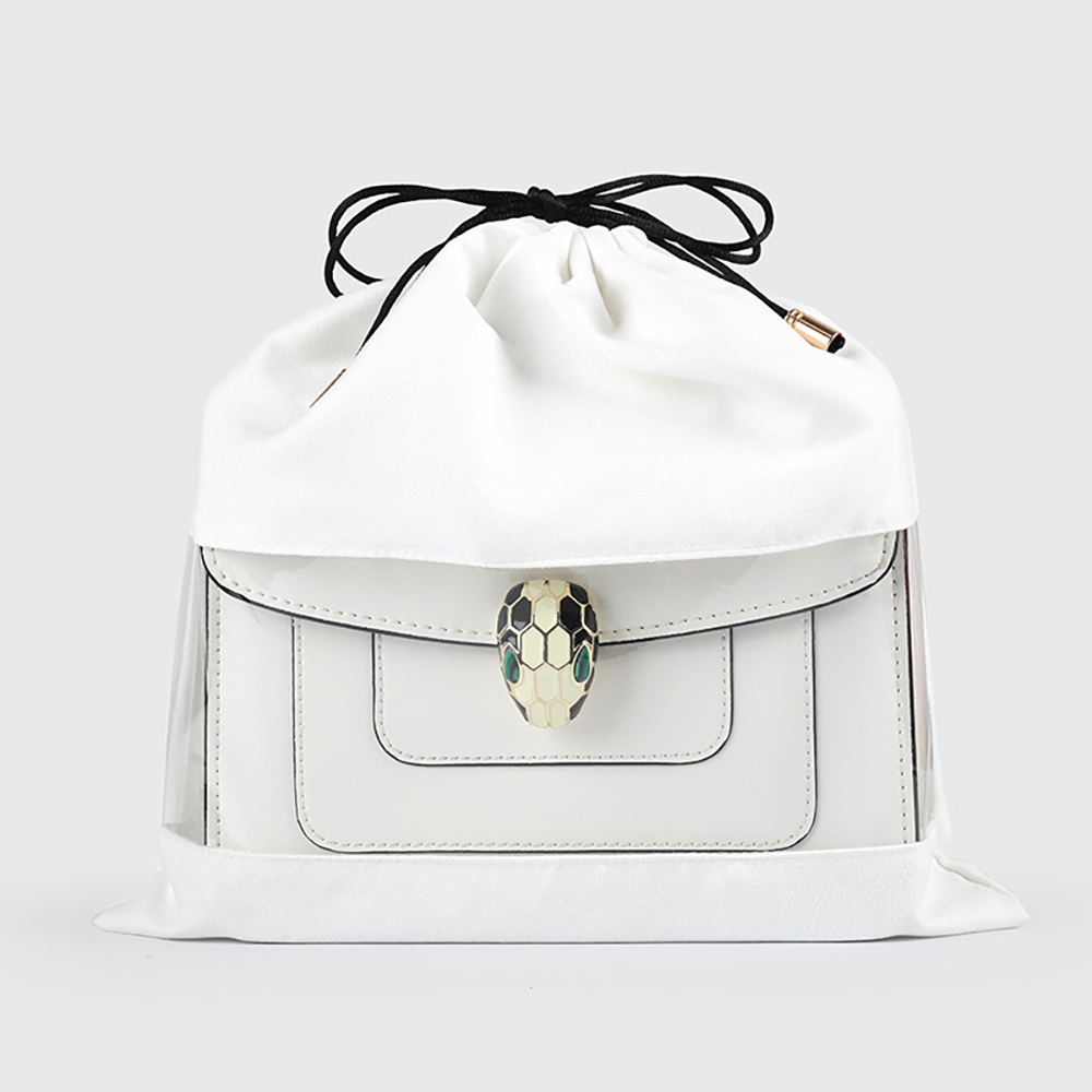 Transparent Window Faux Suede Drawstring Packaging Bag 5