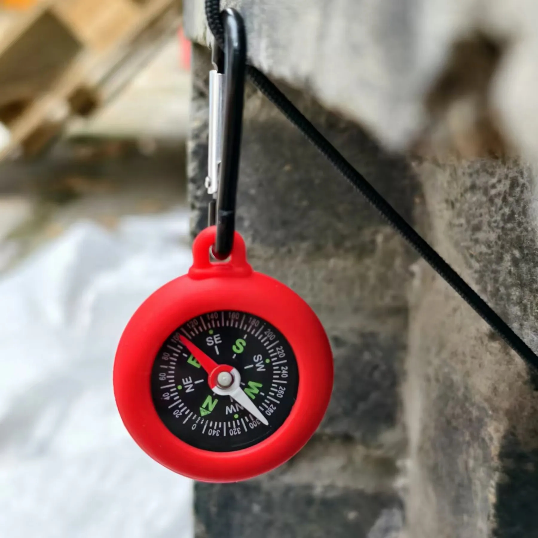 Pendant Silicone ABS Compass with Hanging Carabiner 8