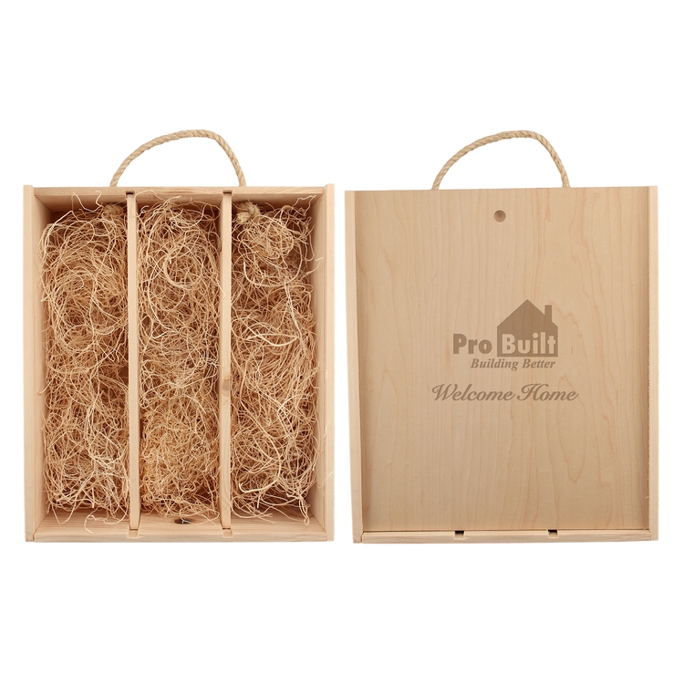 Rustic Laser-Engraved Triple Wood Box 1