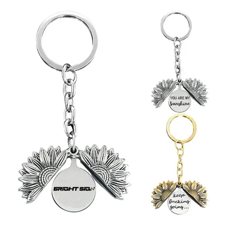 Sunflower Pop-Open Message Keychain 1