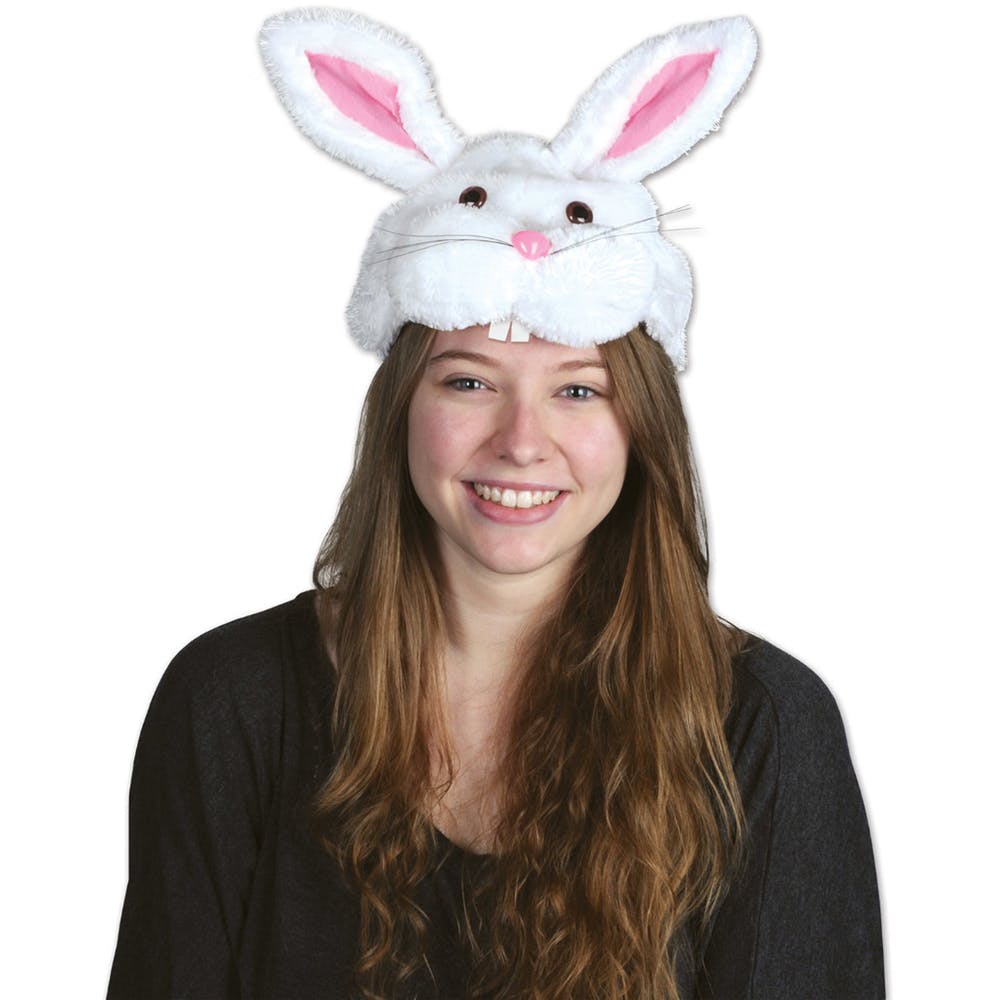 Plush Bunny Hats - White & Pink 1