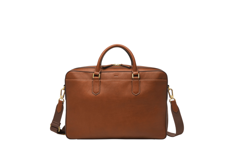 Fossil Asher Leather Briefcase - Medium Brown 1