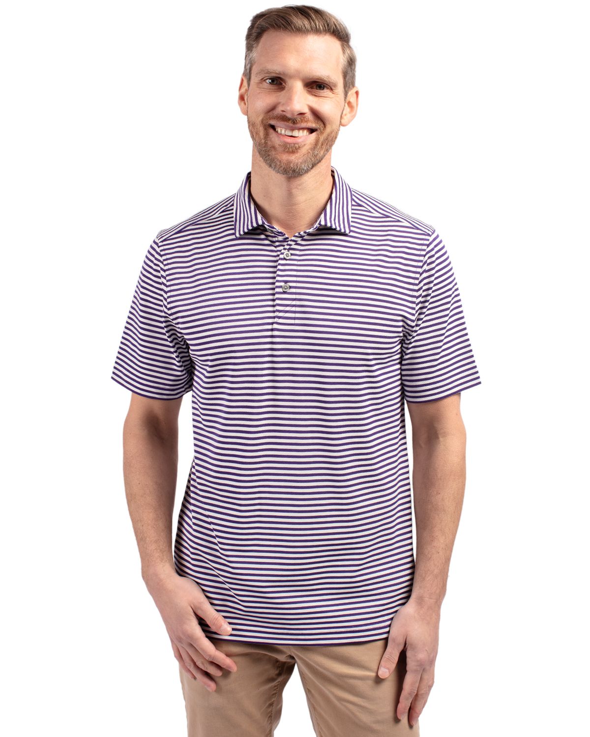 Cutter & Buck Virtue Recycled Stripe Featherlight Pique Mens Big & Tall Polo Big & Tall 5