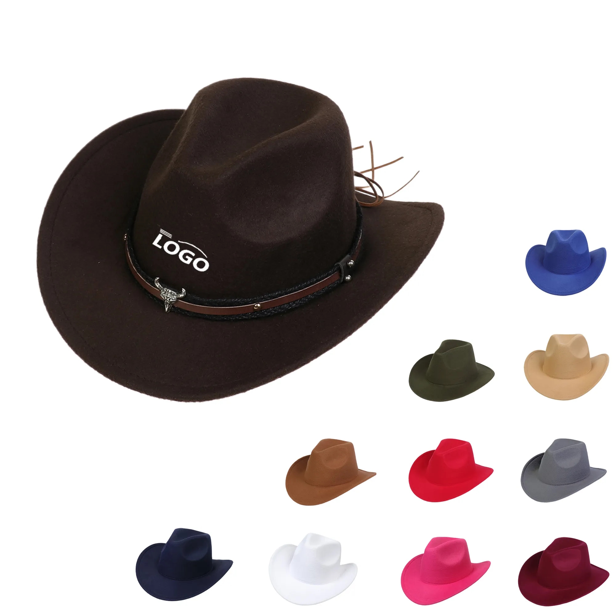 MOQ50 Western Cowboy Hat Wool Felt Jazz Retro Tide Cap 6
