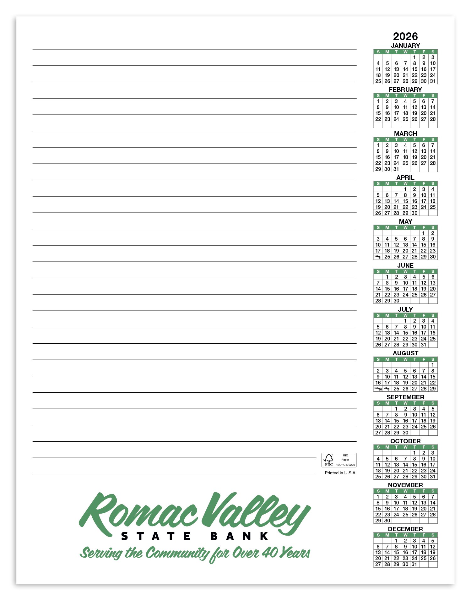 Skinner & Kennedy® Scratch Pad Calendar 57