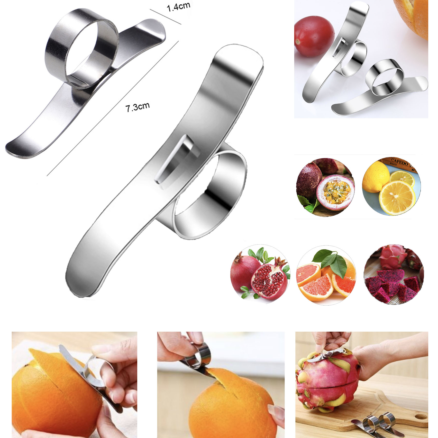 Stainless Steel Orange Opener, Finger Ring Peeler 2