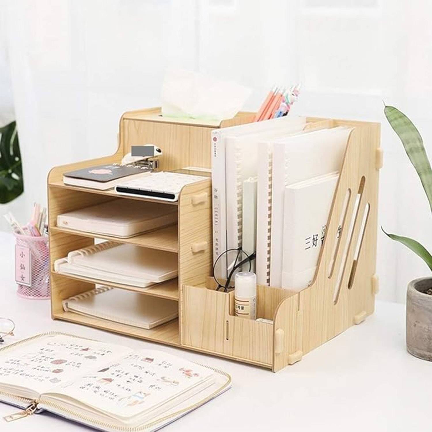 DIY Desk Tidy Storage Box with Drawer Pen Holder 3