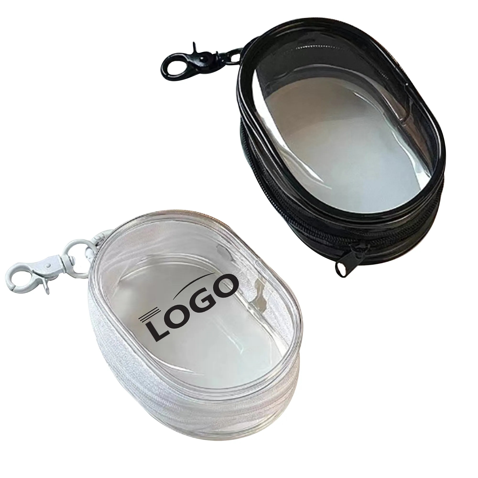 Portable PVC Transparent Headphones Storage Bag With Keychai 2