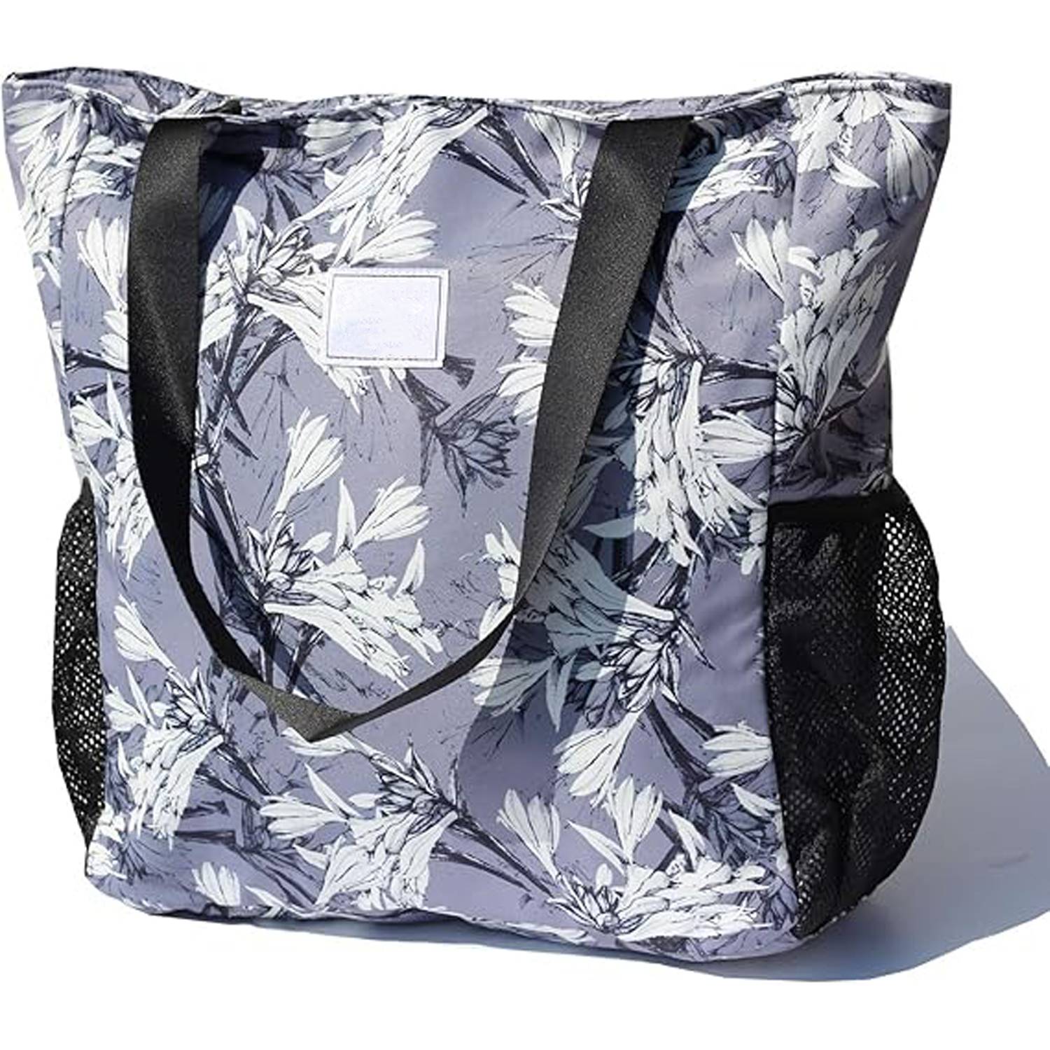 20L Waterproof Oxford Floral Tote Bag w/ Pockets for Travel 7
