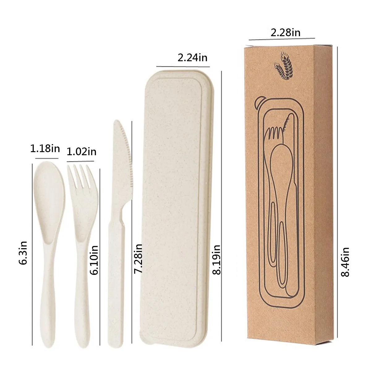 Travel Portable Anti-Crushed Wheat Cutlery Three-Piece Set 3