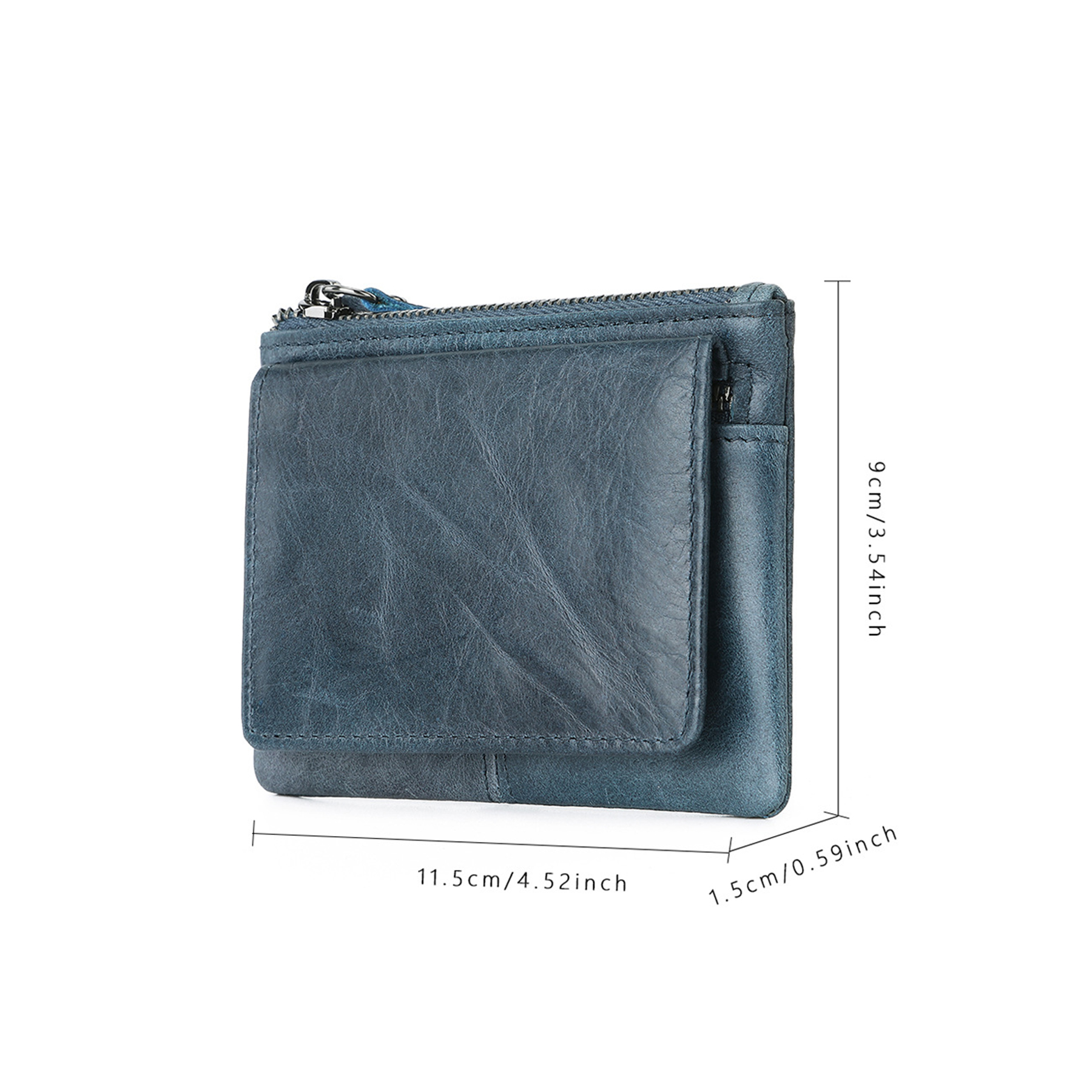 Leather 2-Zipper Coin Purse Wallet 4