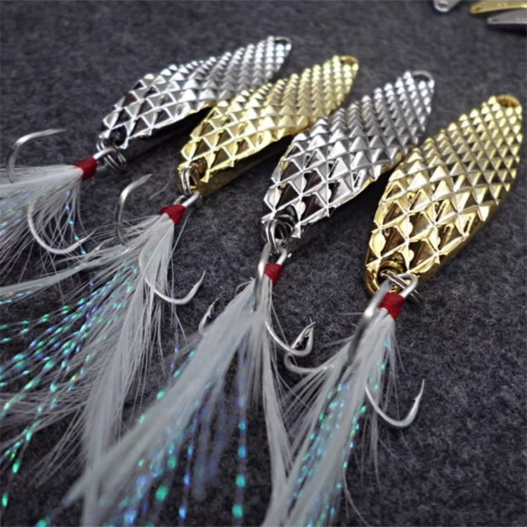 Shiny Metal Textured Fishing Lure with Hook 4