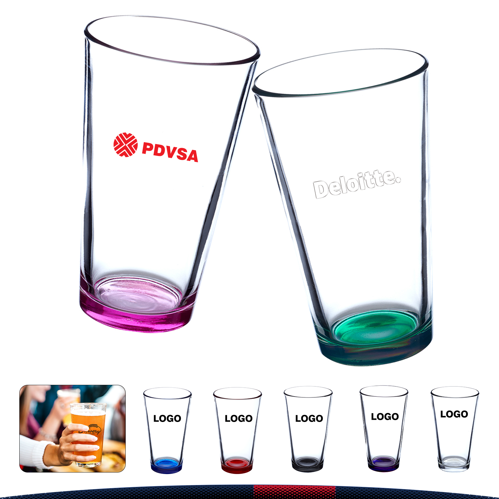 16 oz. Libbey Colored Bottom Beer Glasses 4