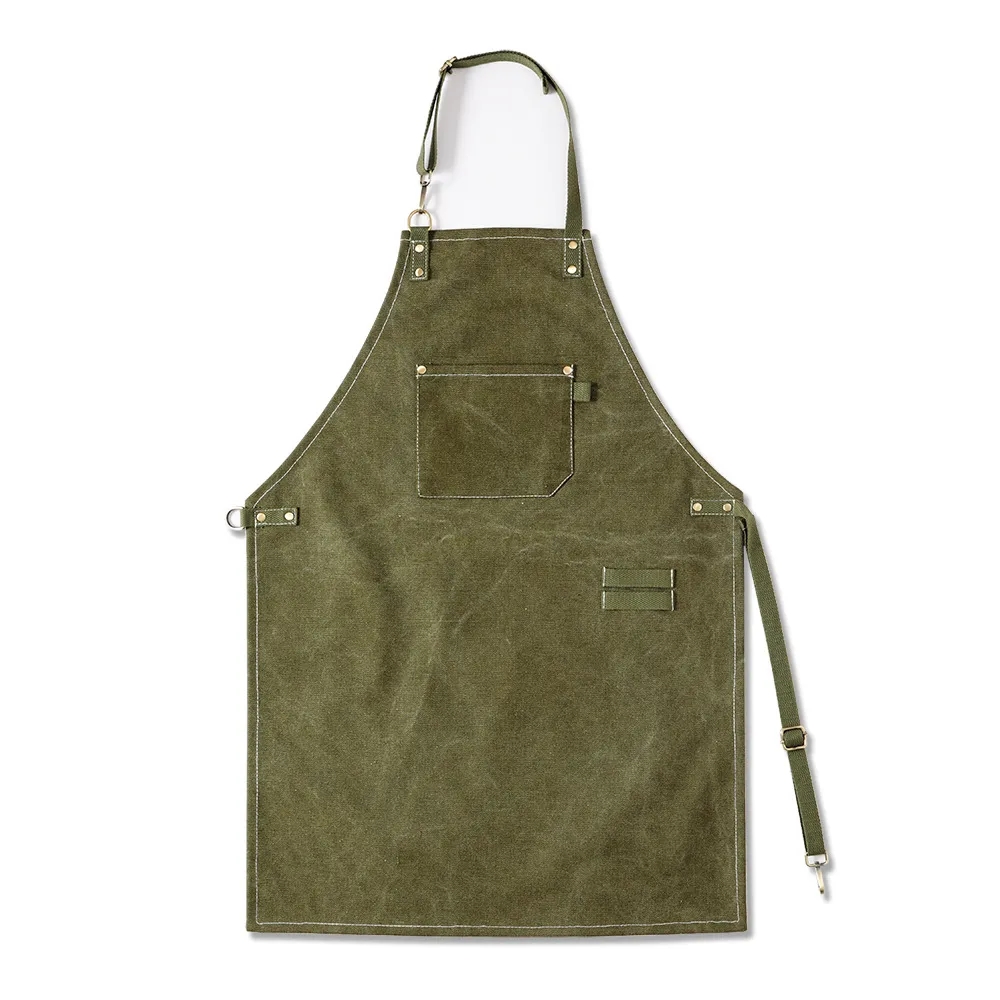 Adjustable Uniform Cafe Kitchen Working Canvas Bib Apron 4