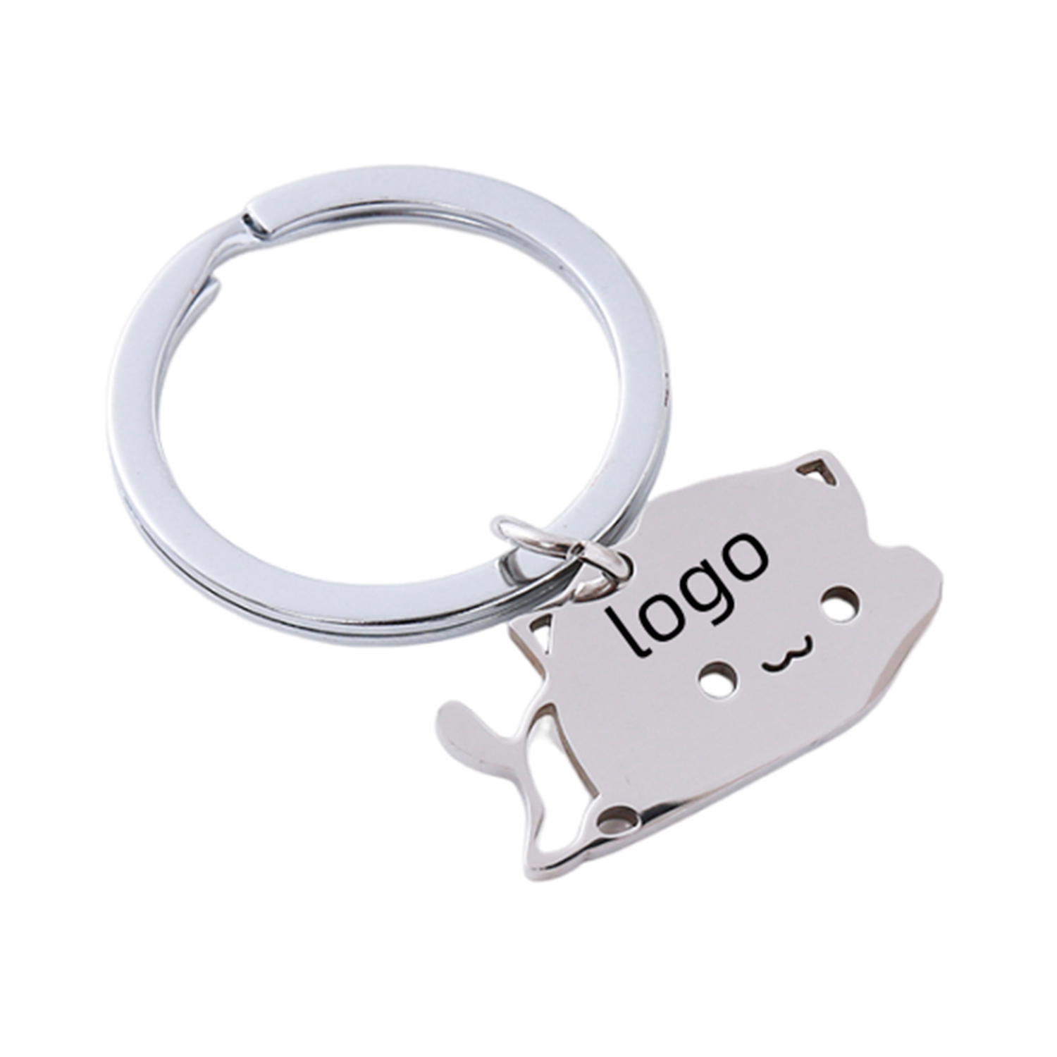 Cat Shape Stainless Steel Keychain 3
