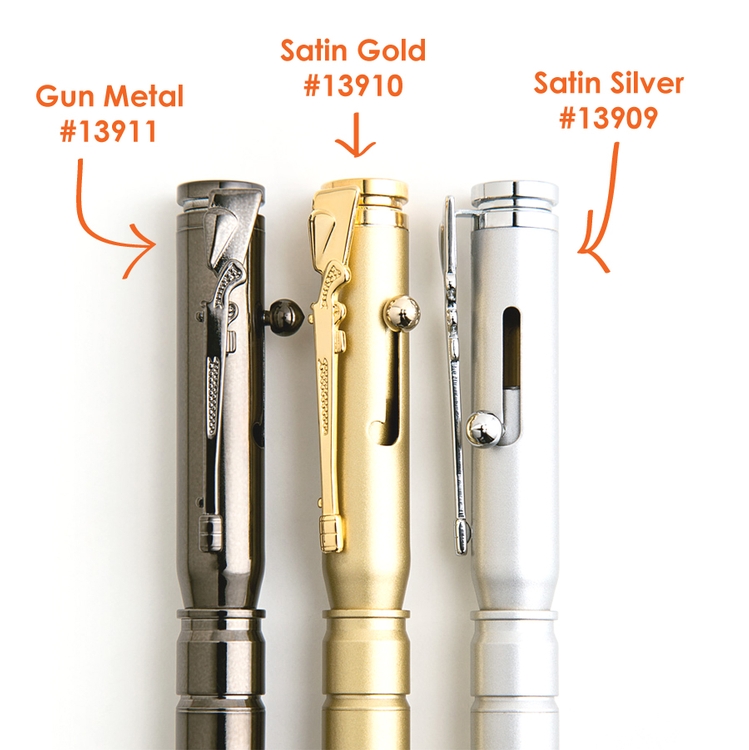 Satin Chrome- Brass Bullet Ball Point Pen 4