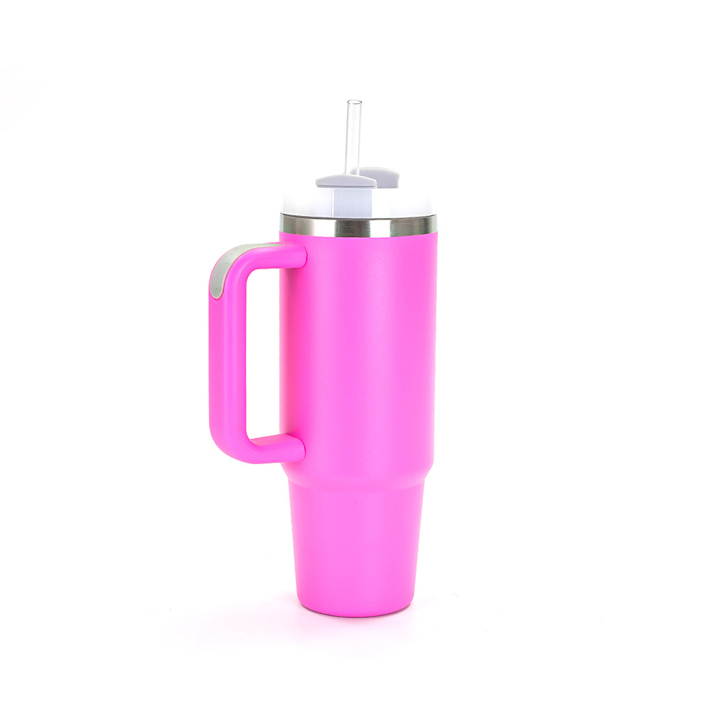 30OZ Double Walls Stainless Steel Auto Tumbler With Straw And Handle 4