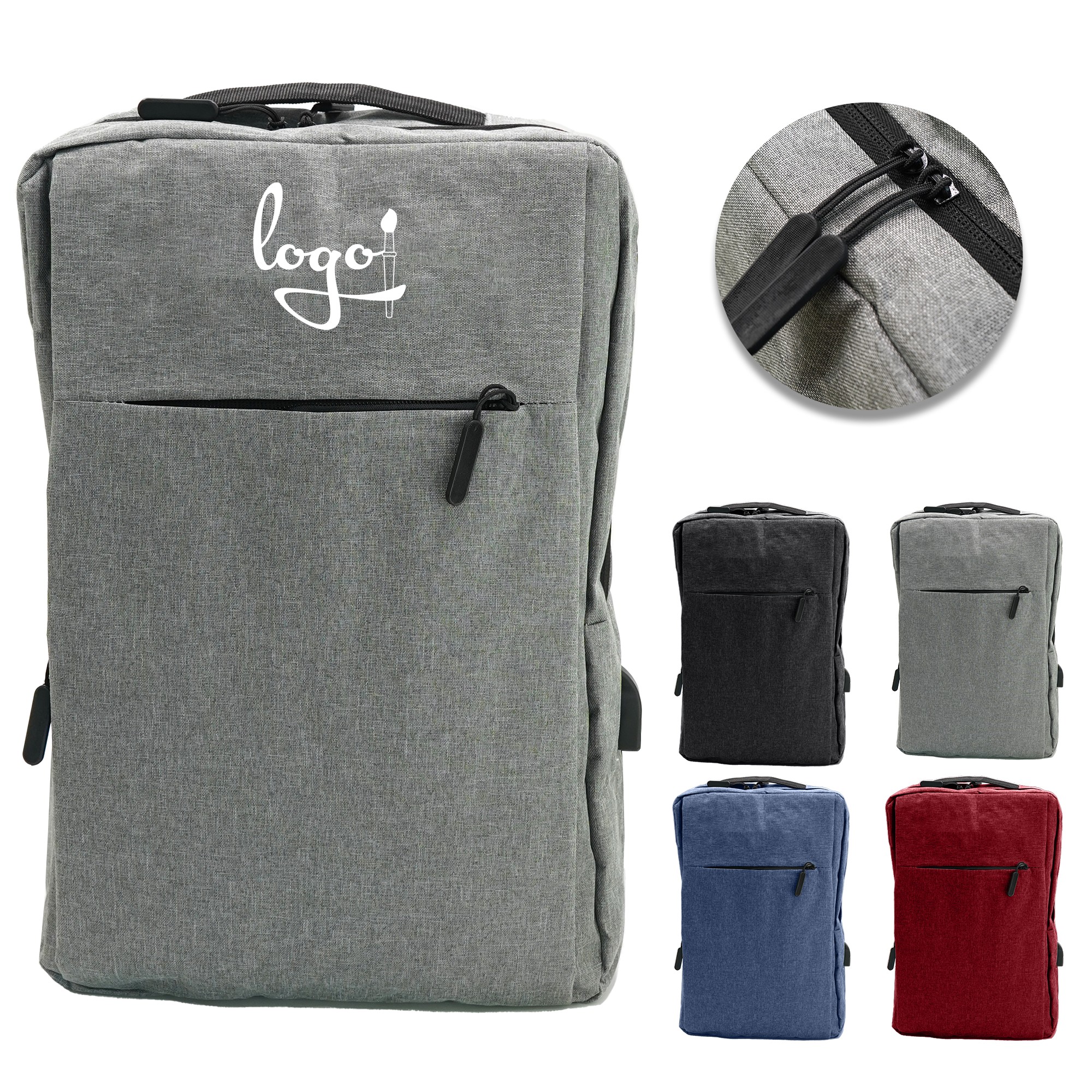 Oxford Fabric Laptop Backpack With USB 5