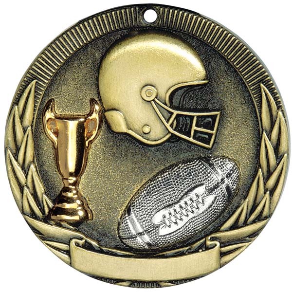 Football Tri-Colored Medal 2" 2