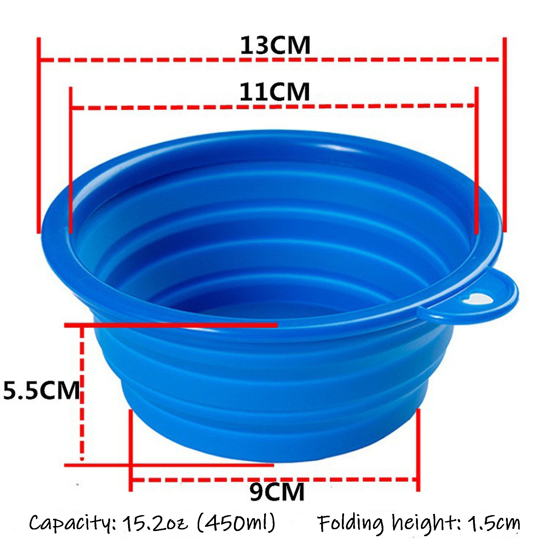 450Ml Collapsible Silicone Pet Bowl With Carabiner 4