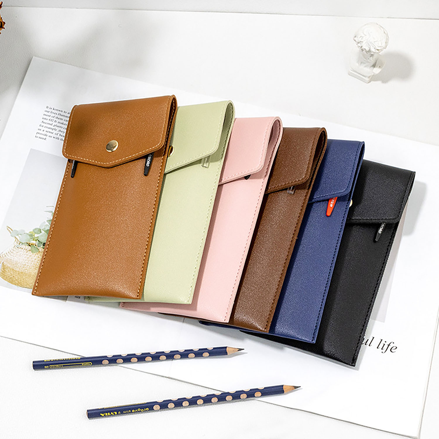 Large Capacity PU Leather Storage Bag Pencil Case 5