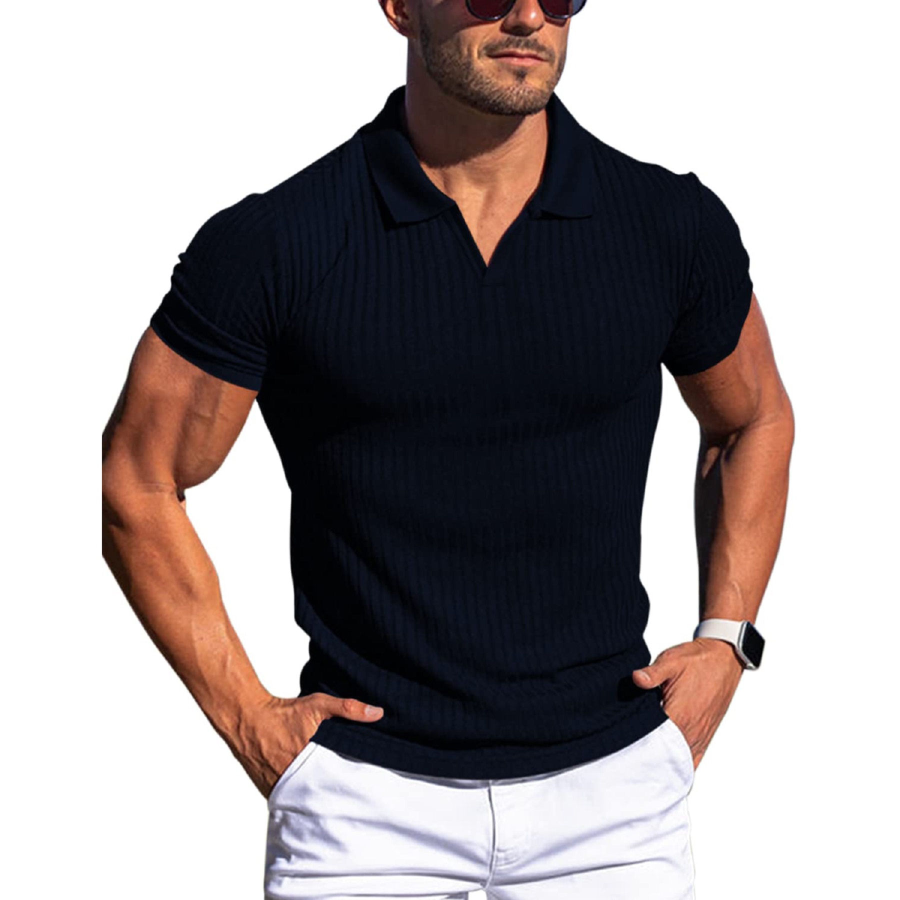 Polo Shirts for Men Short Sleeve Slim Fit Shirts Casual Stretch 2