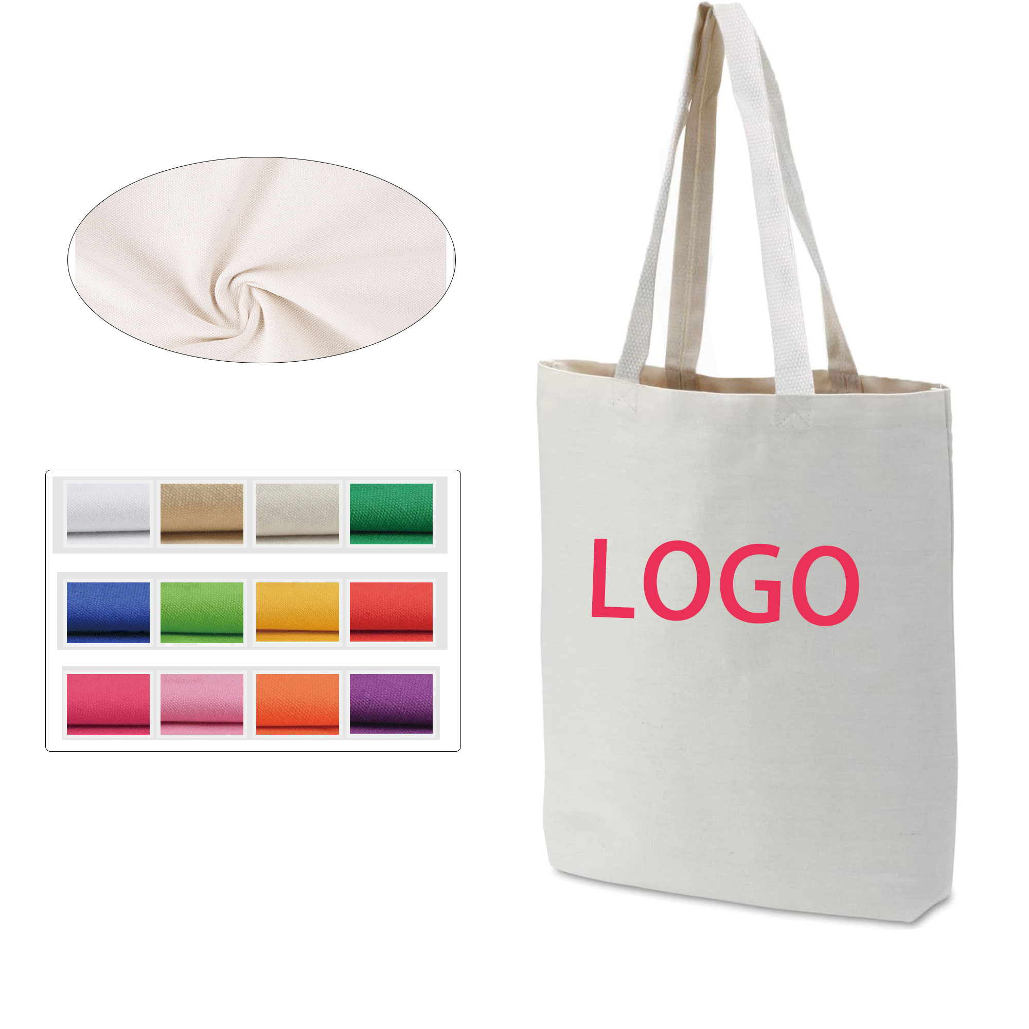 Custom Canvas Shopping Bag, custom tote bag with logo imprint 1