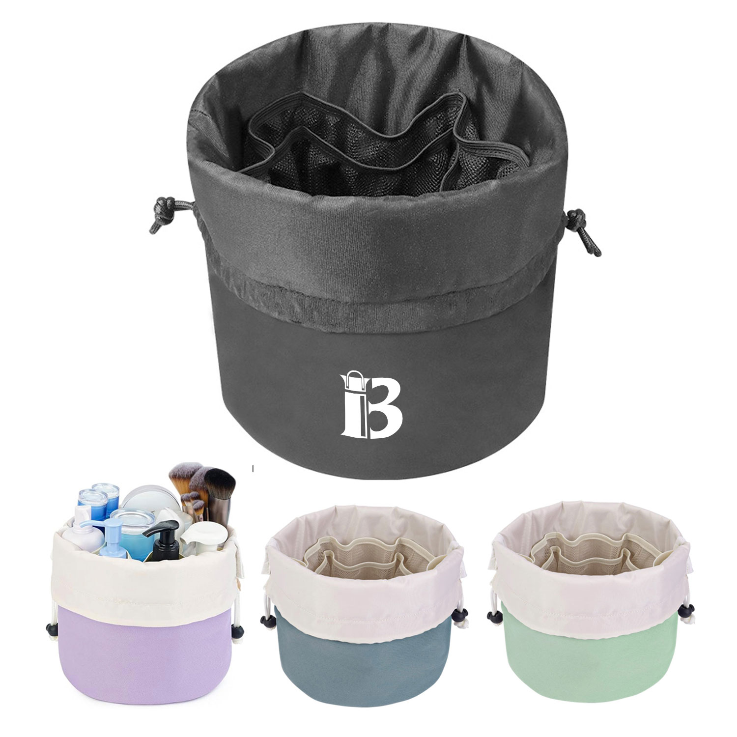 Barrel Drawstring Makeup Travel Bag