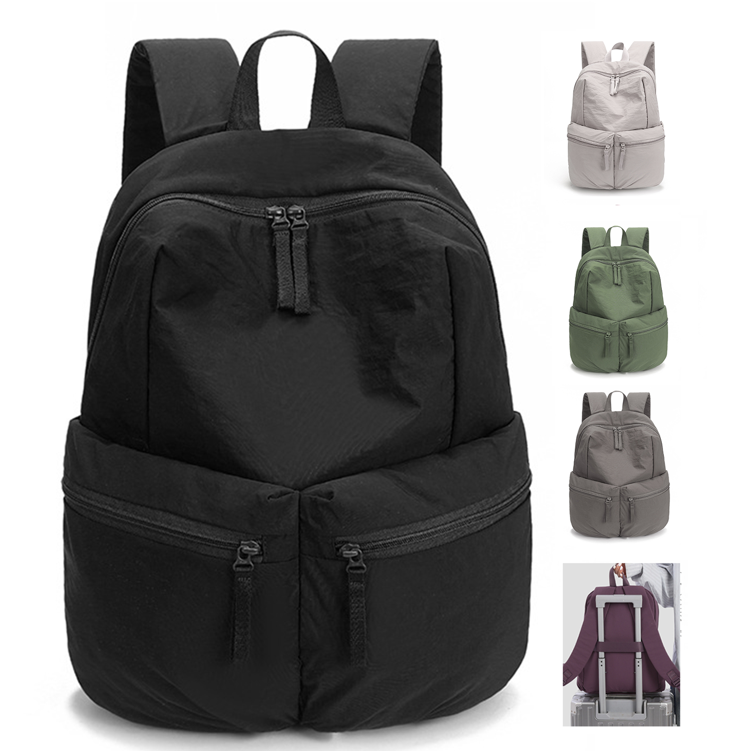 Lightweight Water Resistant Nylon Backpack w/ Pockets 6