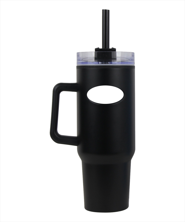 40 oz Inner Plastic Travel Mug w/ Handle and Straw - Full Color Dome 5