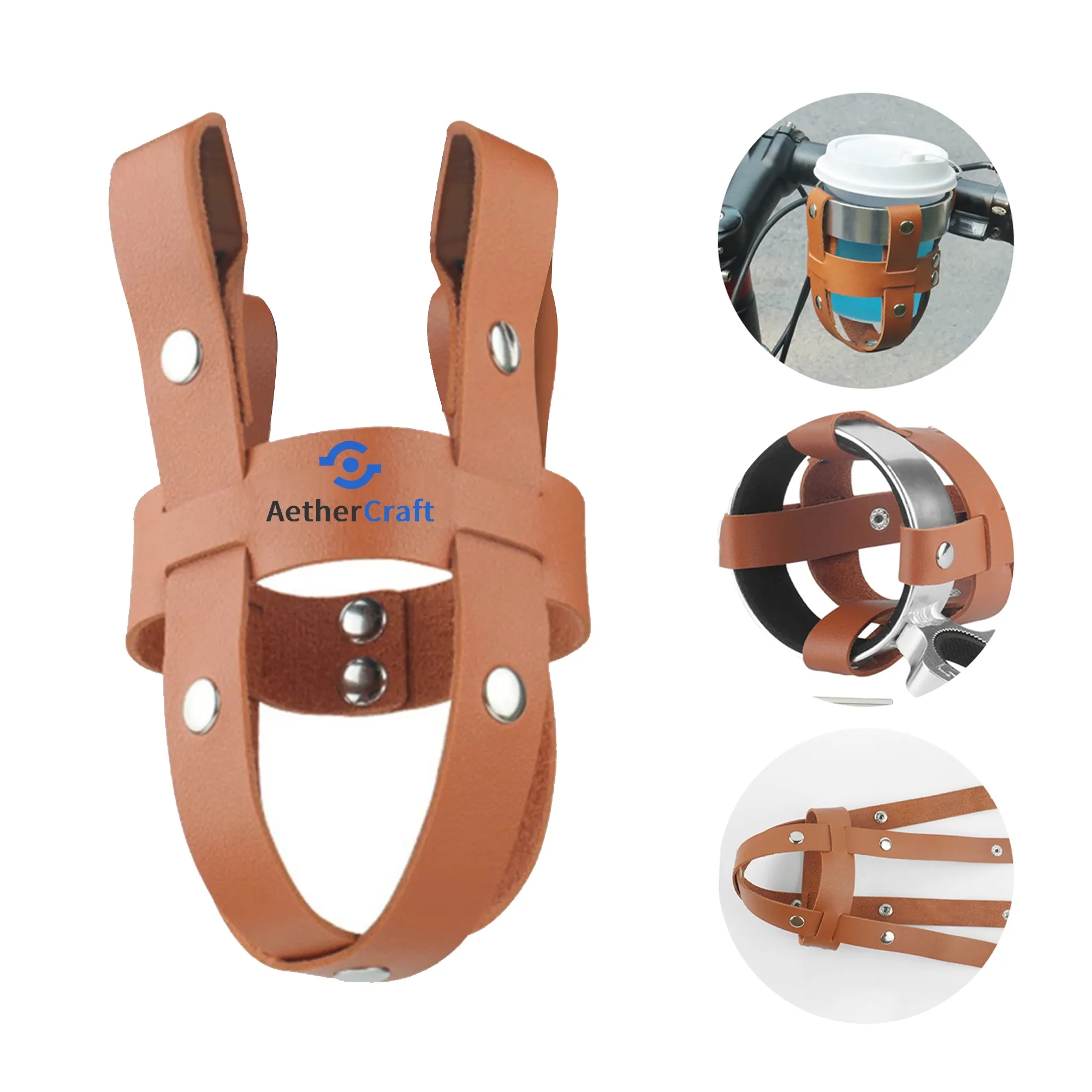 PU Leather Bicycle Water Bottle Holder Anti Shake 2