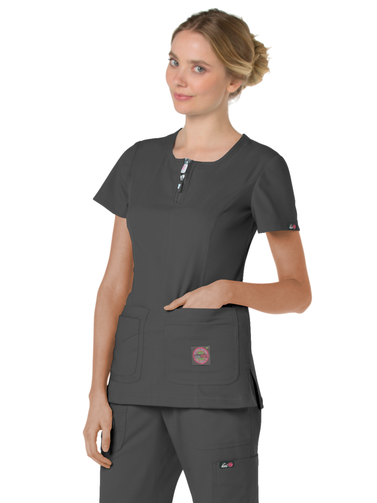 koi - Lite - Women's Four-Pocket Zipper Neck Serenity Top 33