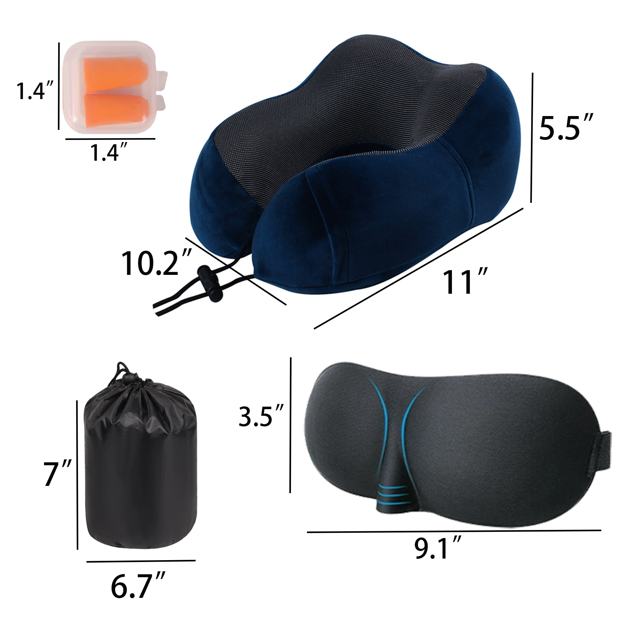 U Shaped Memory Foam Travel Pillow Set 1