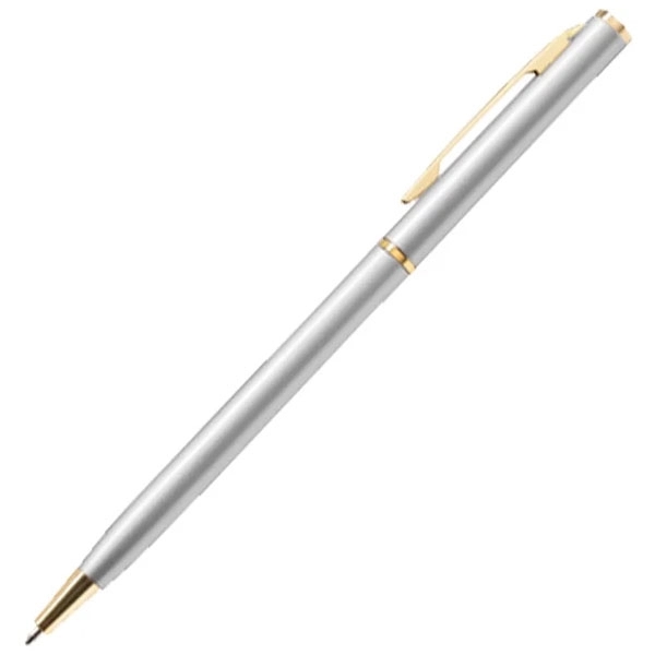 Slim Twist Metal Hotel Pen With Gold Trim 10