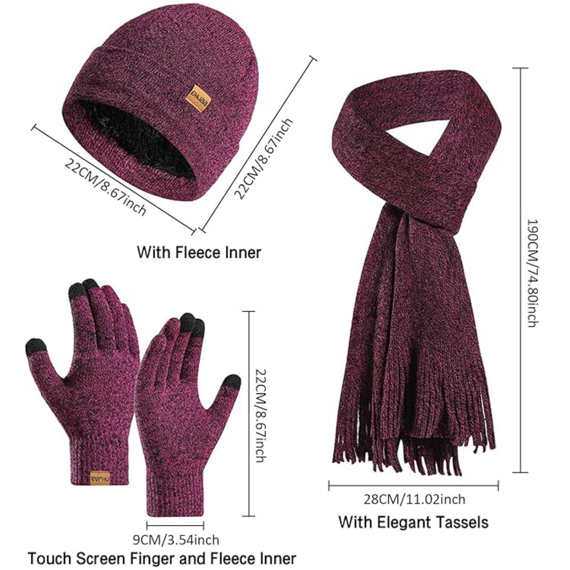 Winter Hat Scarf Gloves Set 3