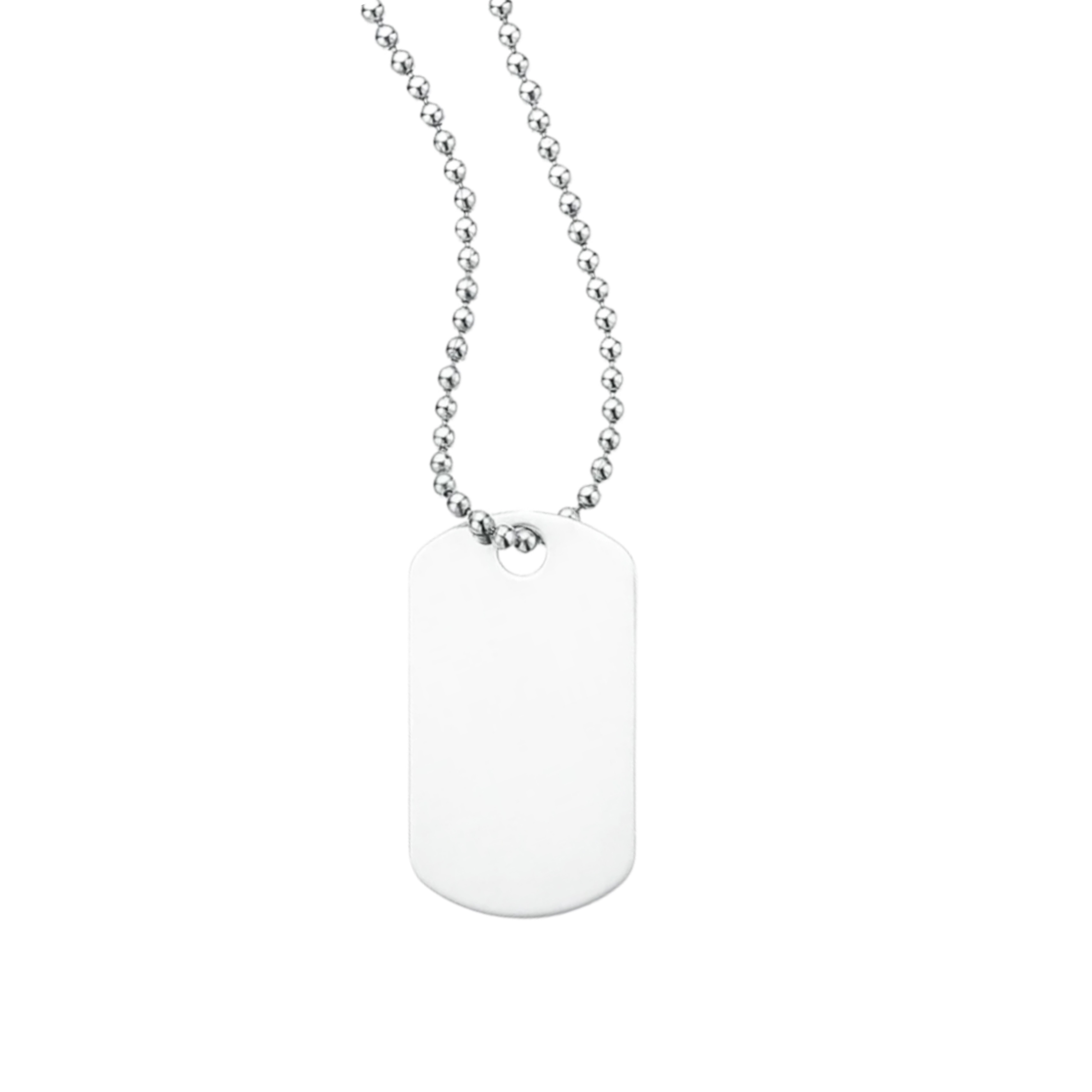 Classic Dog Tag With Long Beaded Chain 1