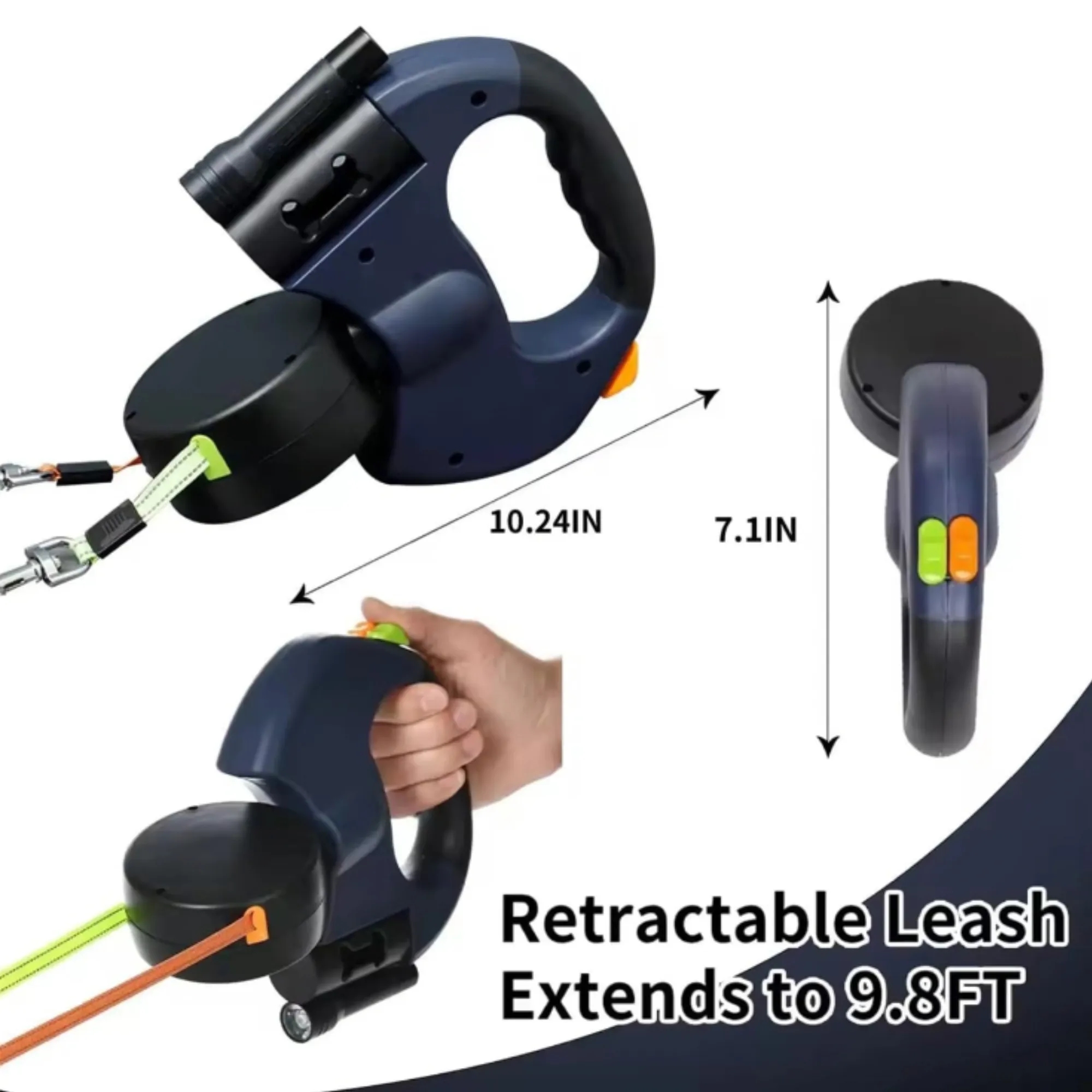 Retractable Dog Leash With Poop Bag And Light For Night Walk 5