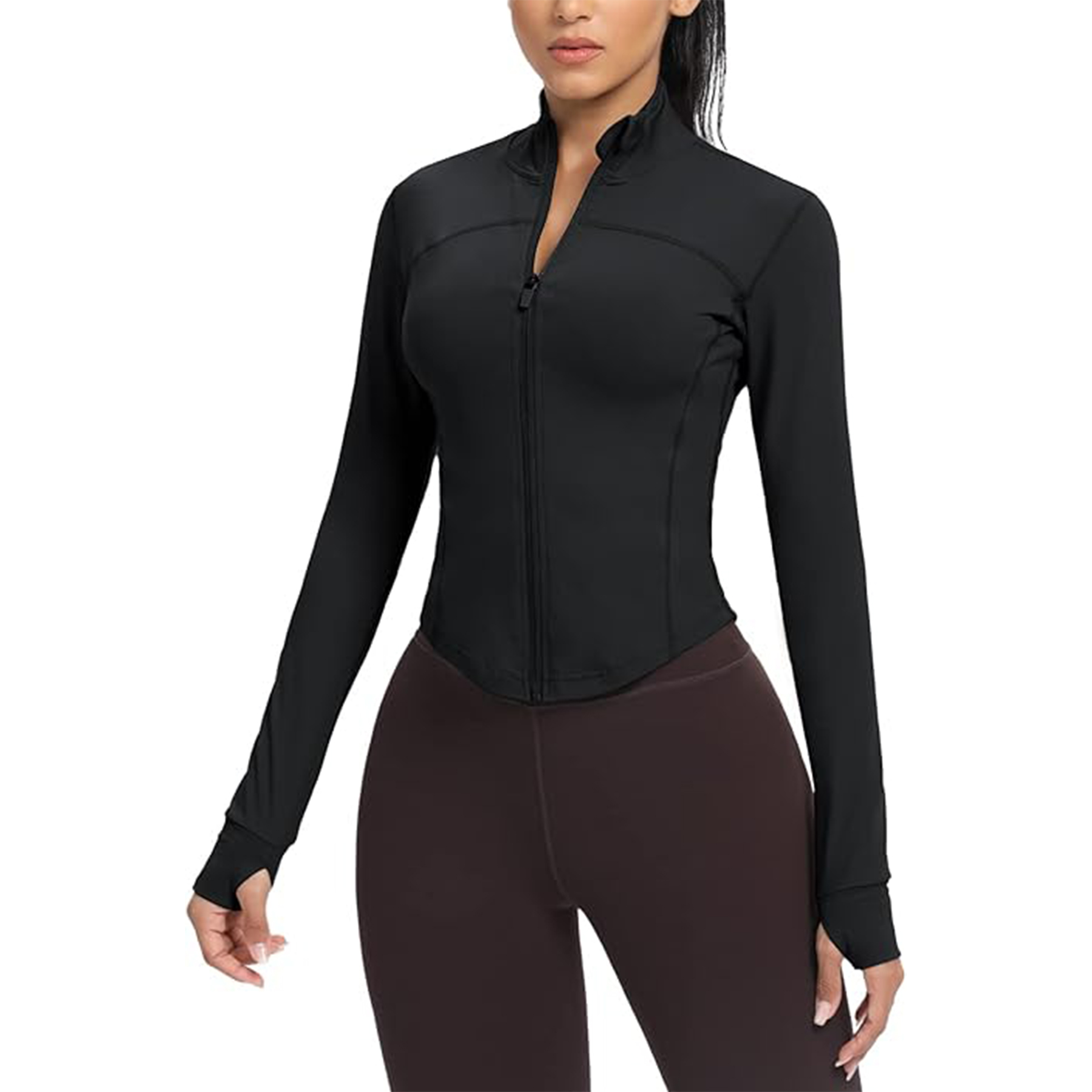 Women Cropped Running Workout Zip Jacket 6