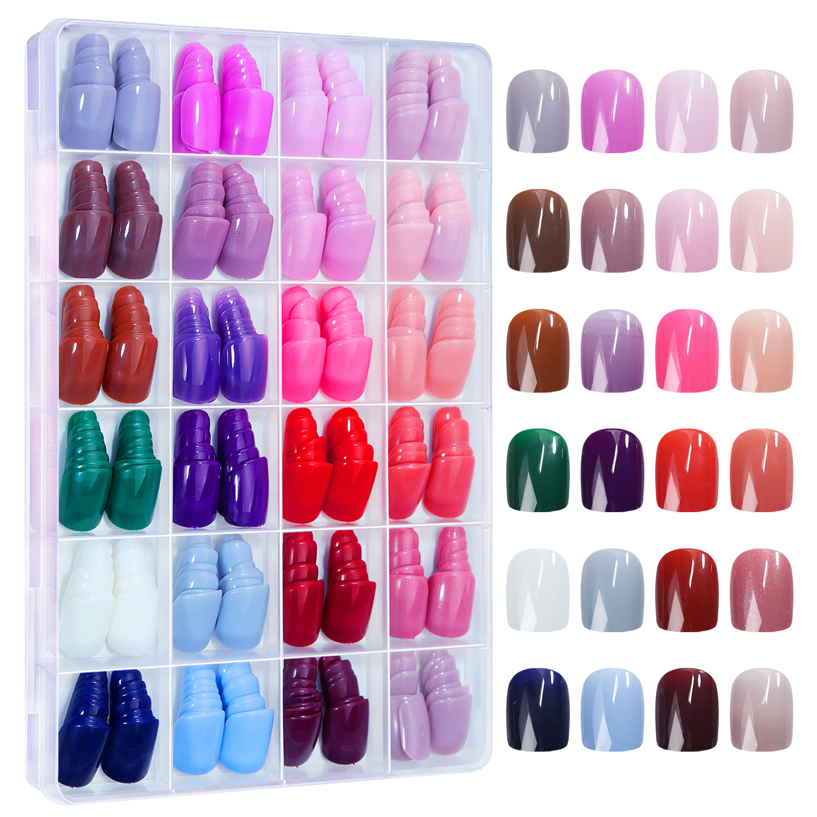 24 Colors 576PCS Press on Nails for Nail Art 3